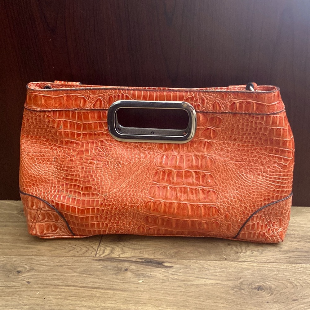Style & Co. Y2K Orange Croc Clutch/Shoulder Bag